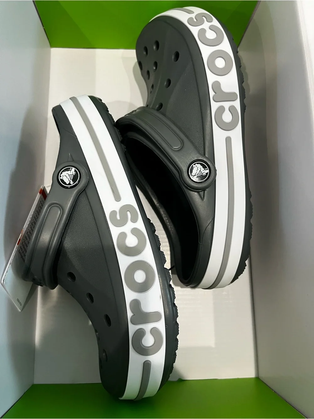 CROCS Kids' Grey and White Crocband Clog